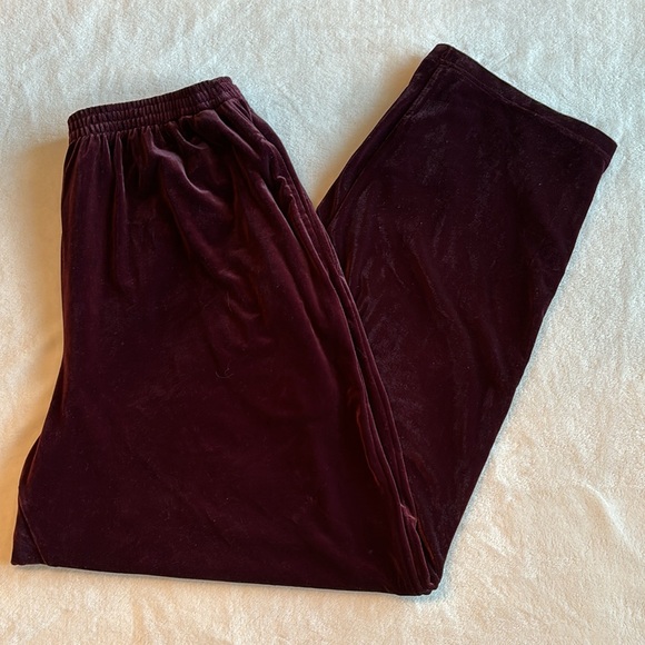 ELISABETH by Liz Claiborne Velour Lounge Pants 2X Purple Soft Pockets - Picture 1 of 9